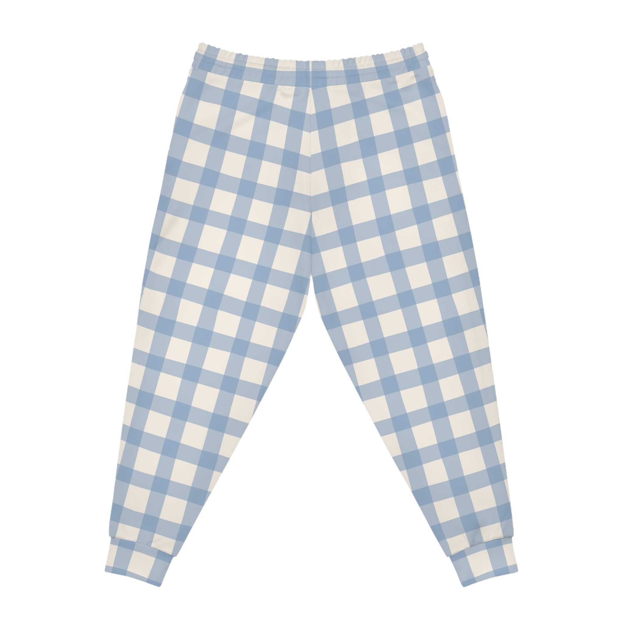 Blue and White Gingham Plaid Joggers, Artsulli - Art is Long, Life is Short, All Over Prints, , , , , , , 