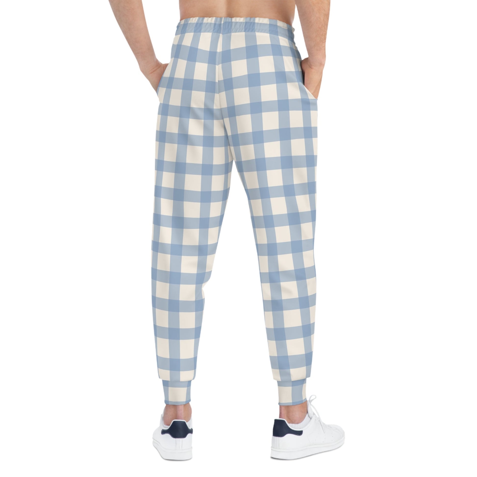 Blue and White Gingham Plaid Joggers, Artsulli - Art is Long, Life is Short, All Over Prints, , , , , , , 