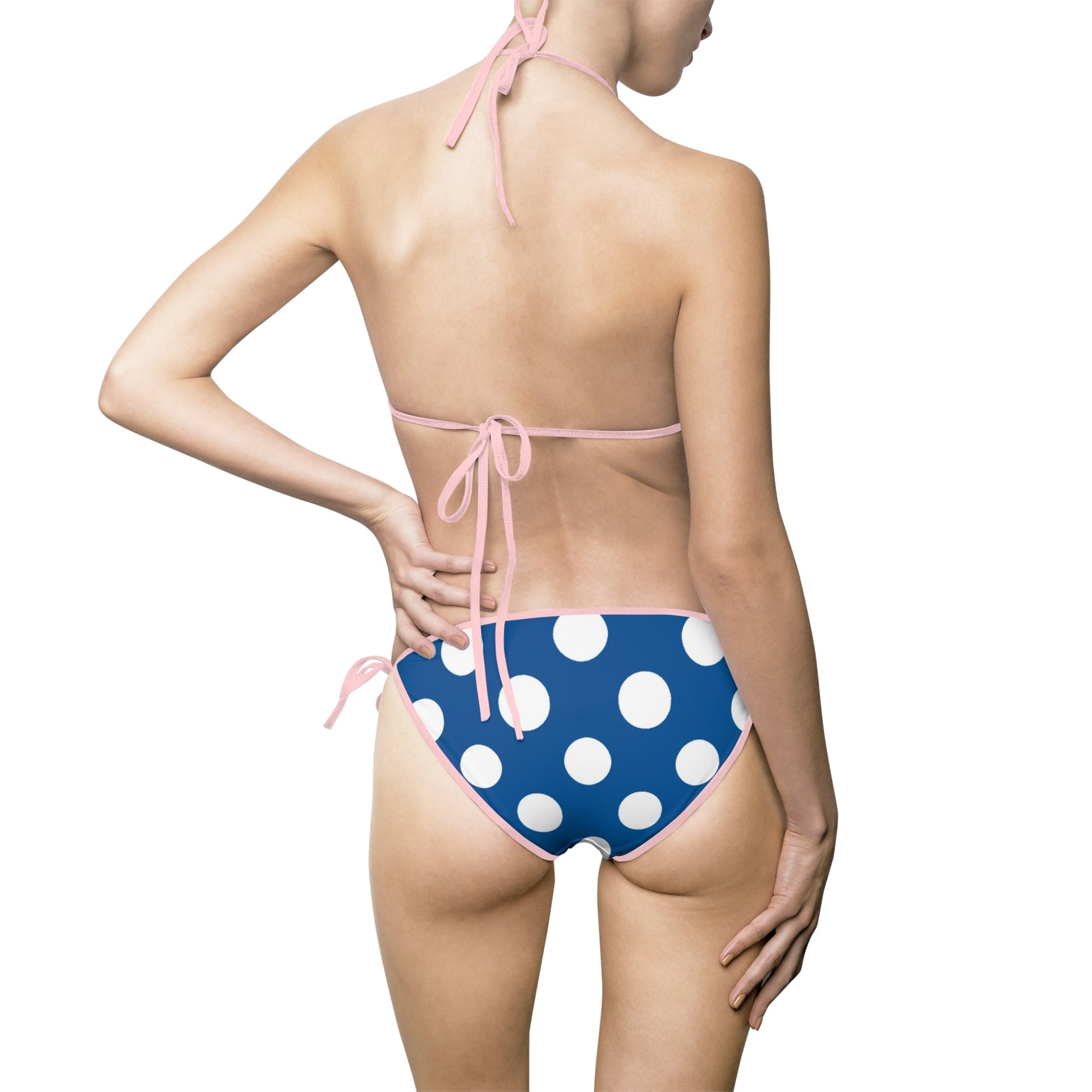 Blue and White Polka Dot Bikini Swimsuit, Artsulli - Art is Long, Life is Short, All Over Prints, , , , , , , 