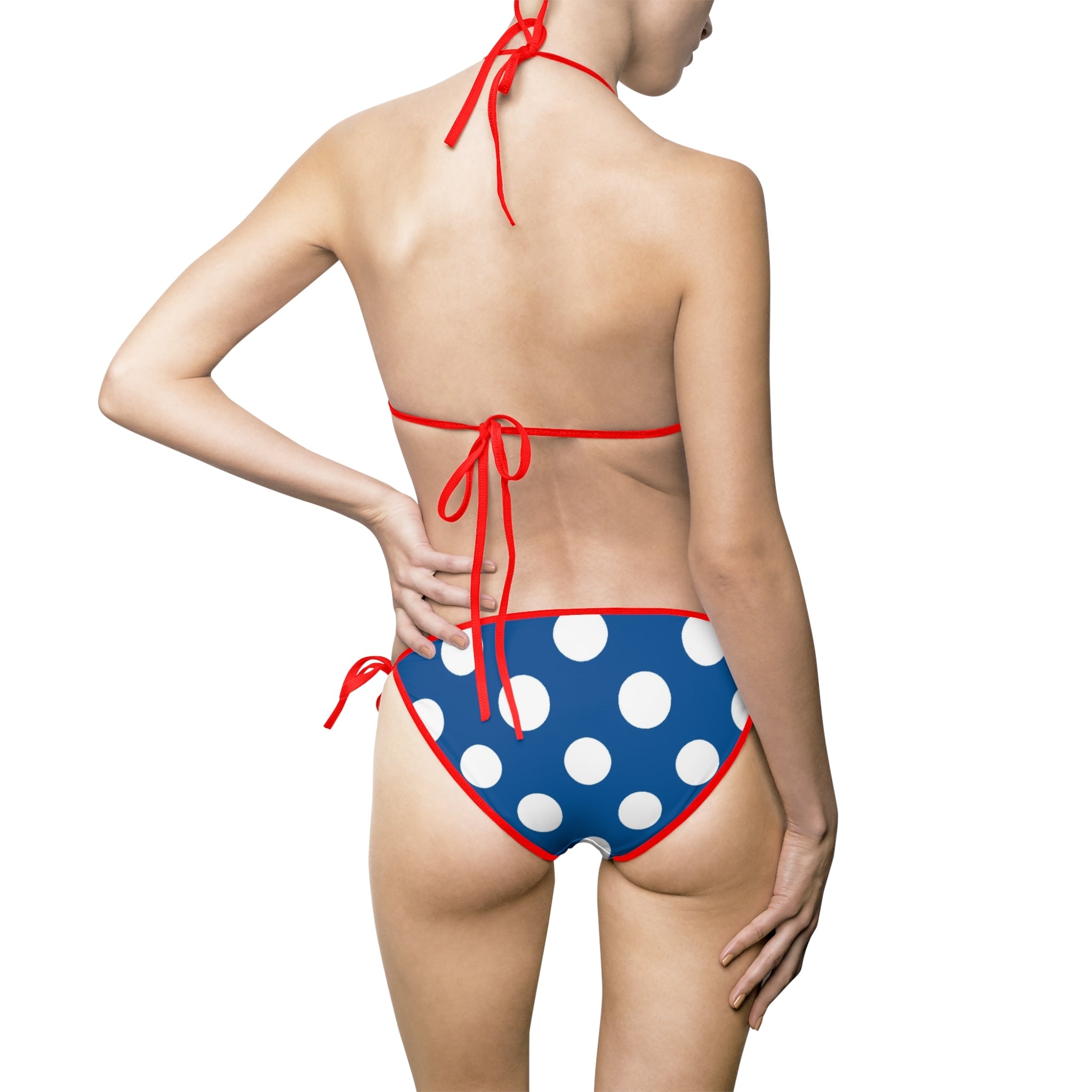 Blue and White Polka Dot Bikini Swimsuit, Artsulli - Art is Long, Life is Short, All Over Prints, , , , , , , 
