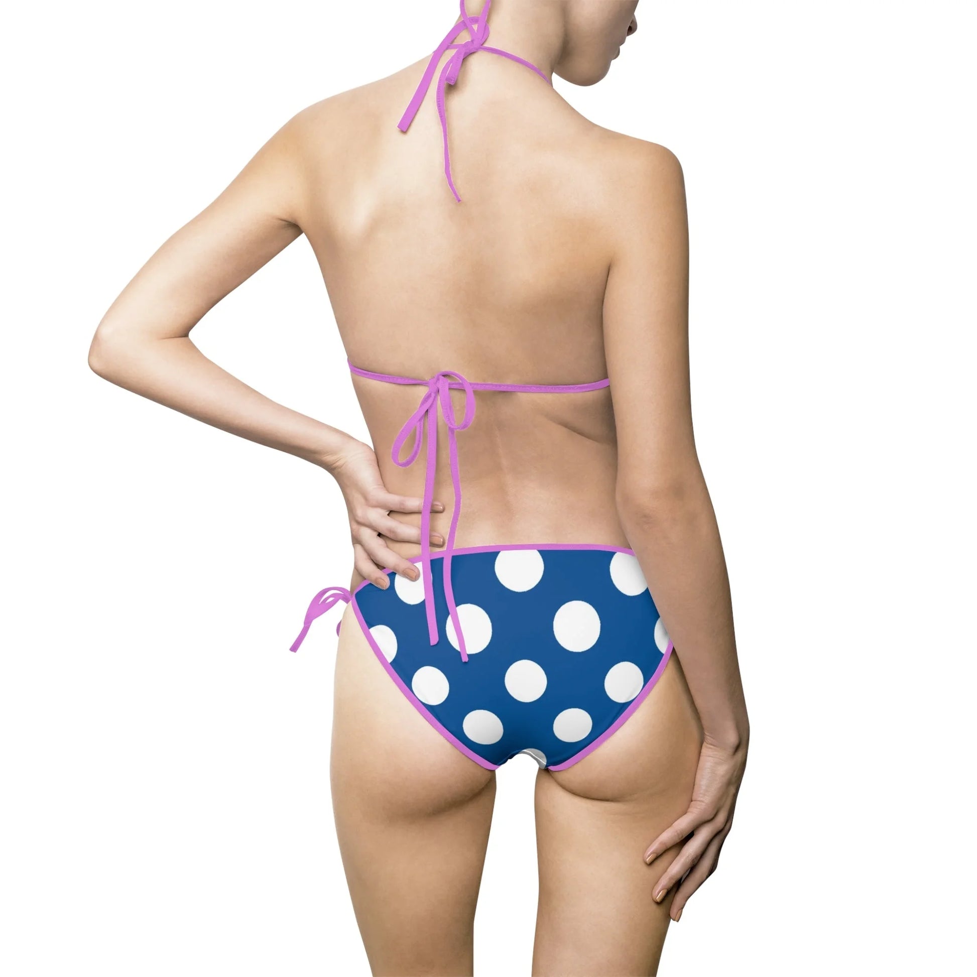 Blue and White Polka Dot Bikini Swimsuit, Artsulli - Art is Long, Life is Short, All Over Prints, , , , , , , 