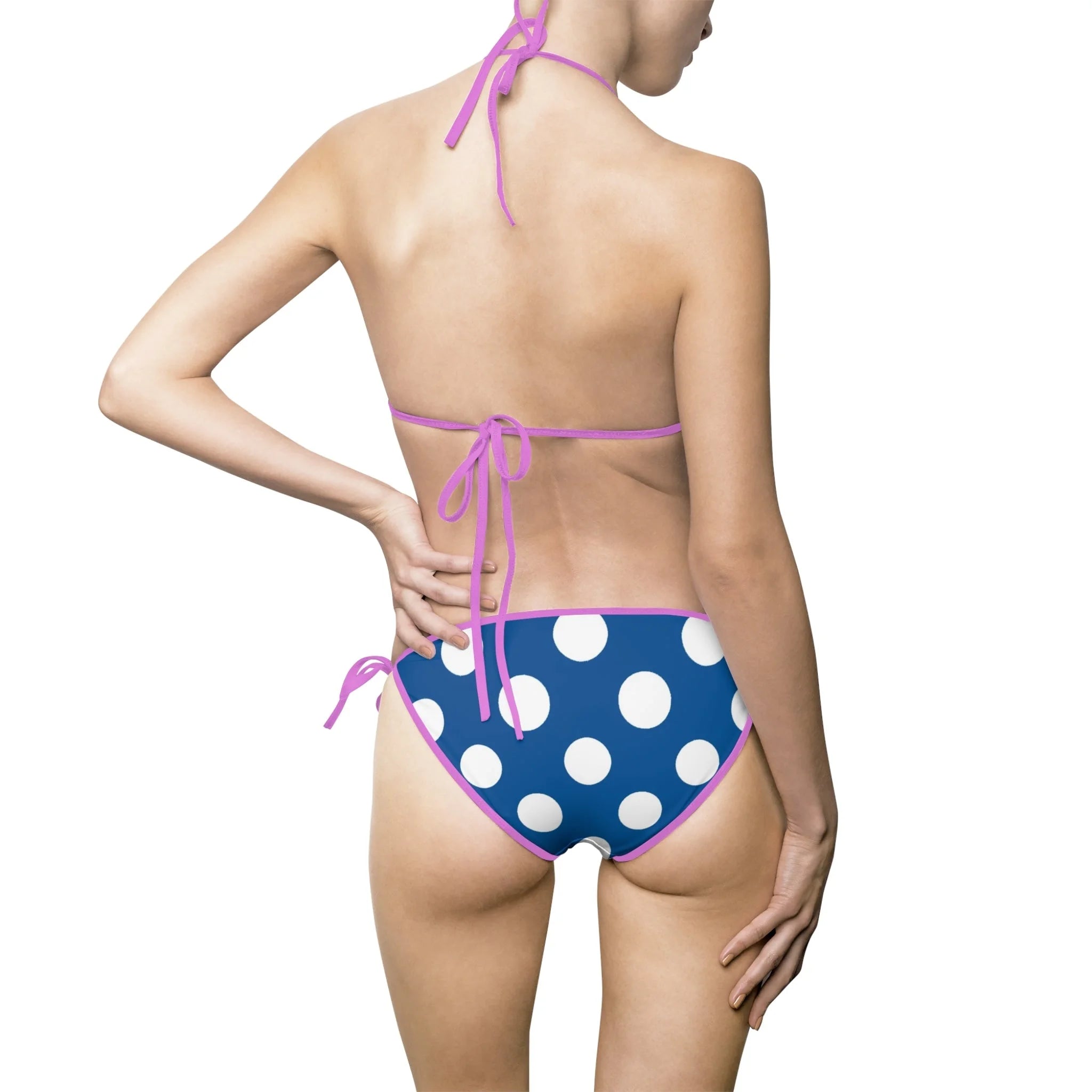 Blue and White Polka Dot Bikini Swimsuit, Artsulli - Art is Long, Life is Short, All Over Prints, , , , , , , 