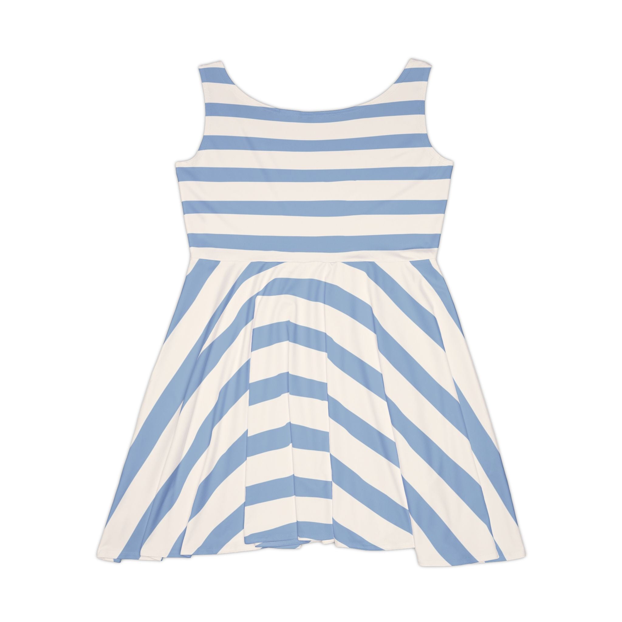 Blue and White Striped Skater Dress, Artsulli - Art is Long, Life is Short, All Over Prints, , , , , , , 