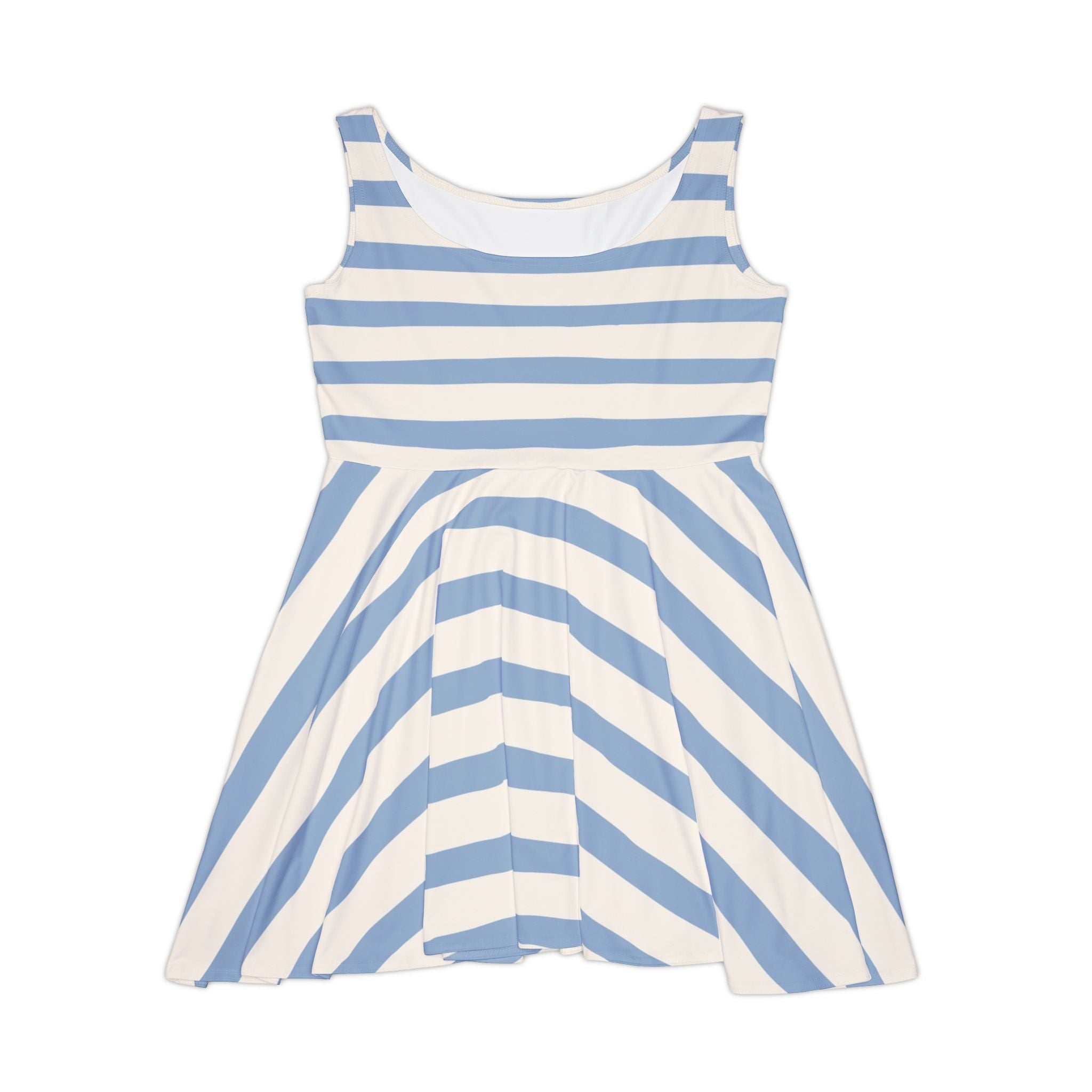 Blue and White Striped Skater Dress, Artsulli - Art is Long, Life is Short, All Over Prints, Size, XS, , , , , 23483260578957737599