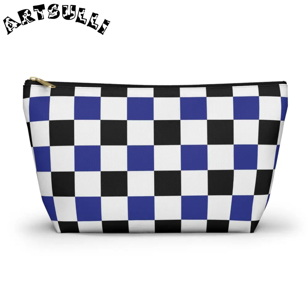 JAKKOUTTHEBXX Blue Black and White Checkerboard Accessory Pouch 2025