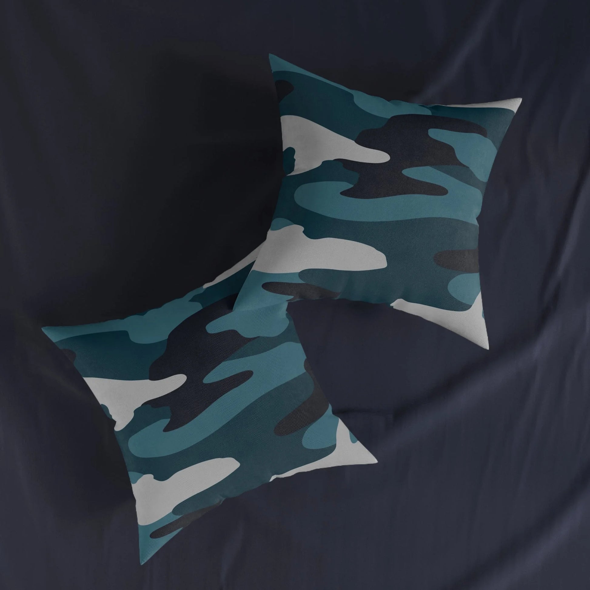Blue Camouflage Cruelty-Free Faux Suede Square Pillow, Artsulli - Art is Long, Life is Short, Home Decor, , , , , , , 