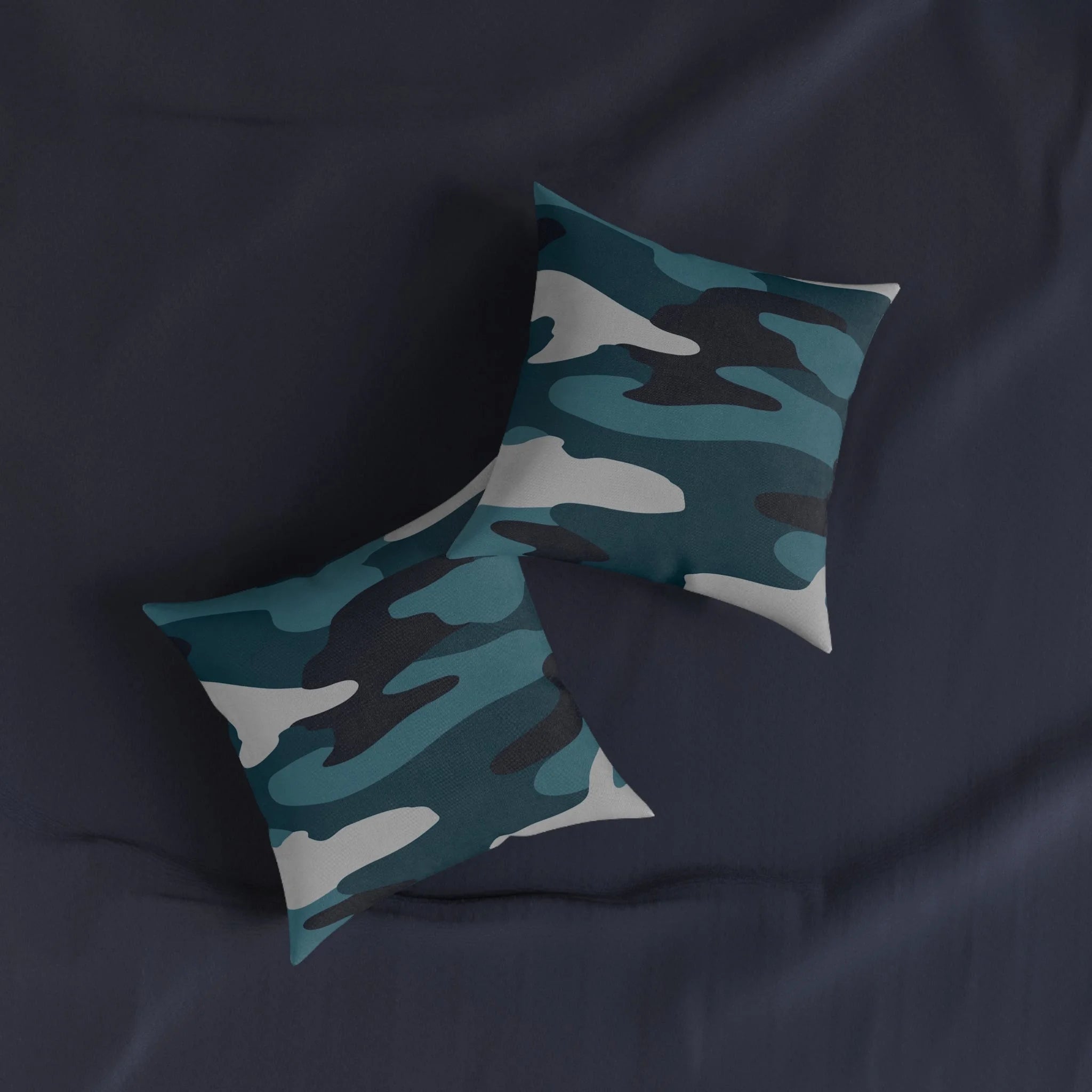 Blue Camouflage Cruelty-Free Faux Suede Square Pillow, Artsulli - Art is Long, Life is Short, Home Decor, , , , , , , 