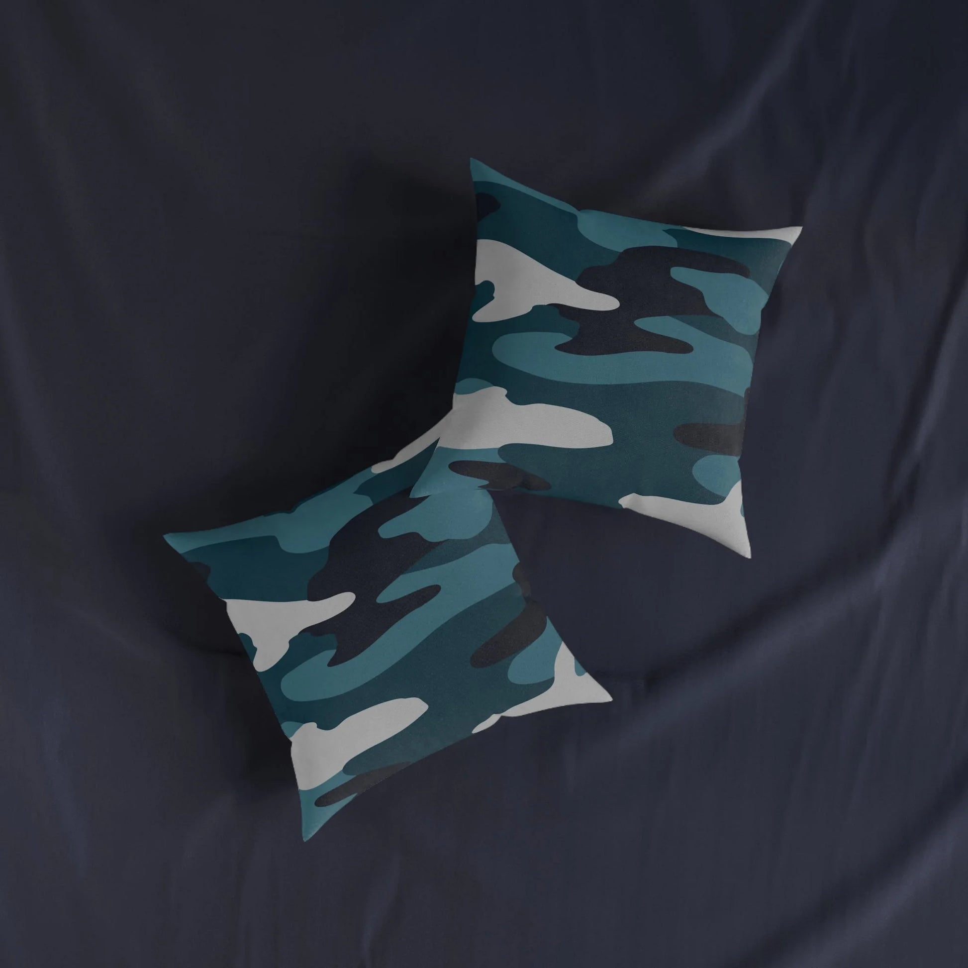 Blue Camouflage Faux Suede Square Pillow, Artsulli - Art is Long, Life is Short, Home Decor, , , , , , , 