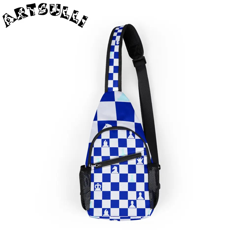 Blue Checkerboard Chess Chest Bag, Artsulli - Art is Long, Life is Short, Bags, Size, One size, , , , , 88186214996470299059
