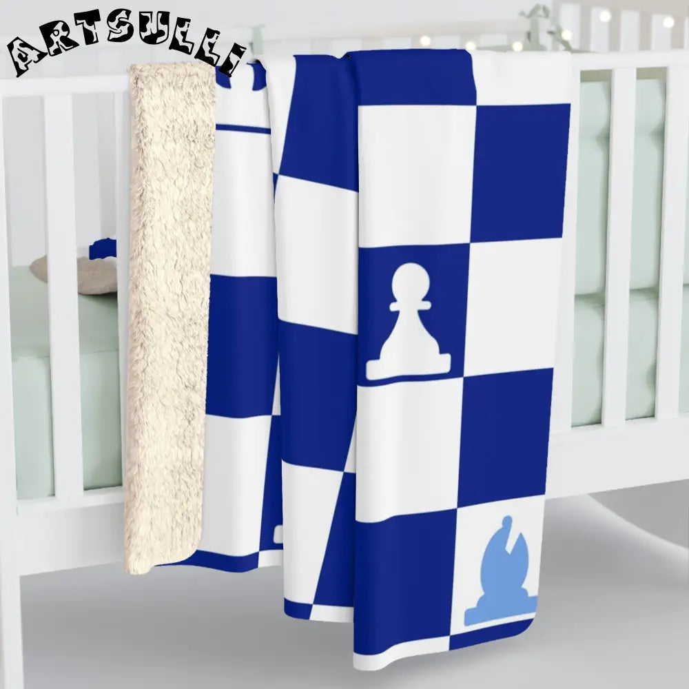 Blue Checkerboard Chess Fleece Blanket, Artsulli - Art is Long, Life is Short, Home Decor, , , , , , , 