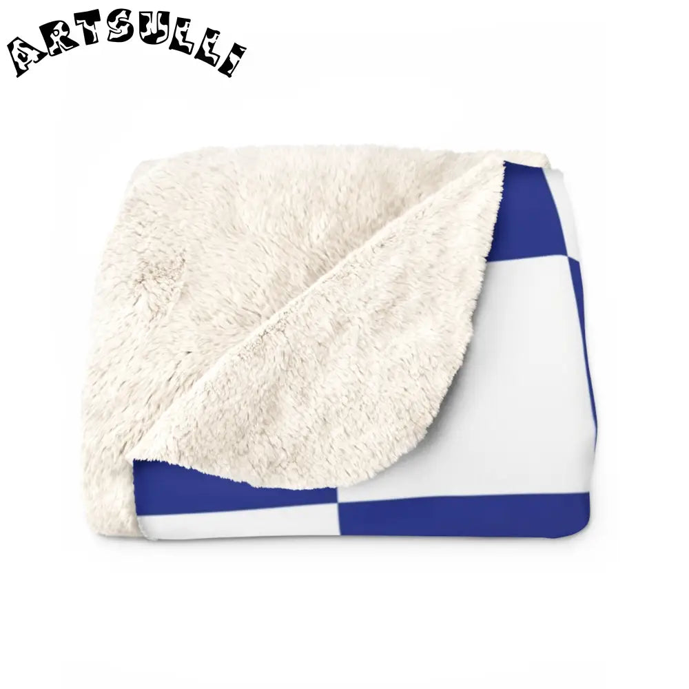 Blue Checkerboard Chess Fleece Blanket, Artsulli - Art is Long, Life is Short, Home Decor, , , , , , , 