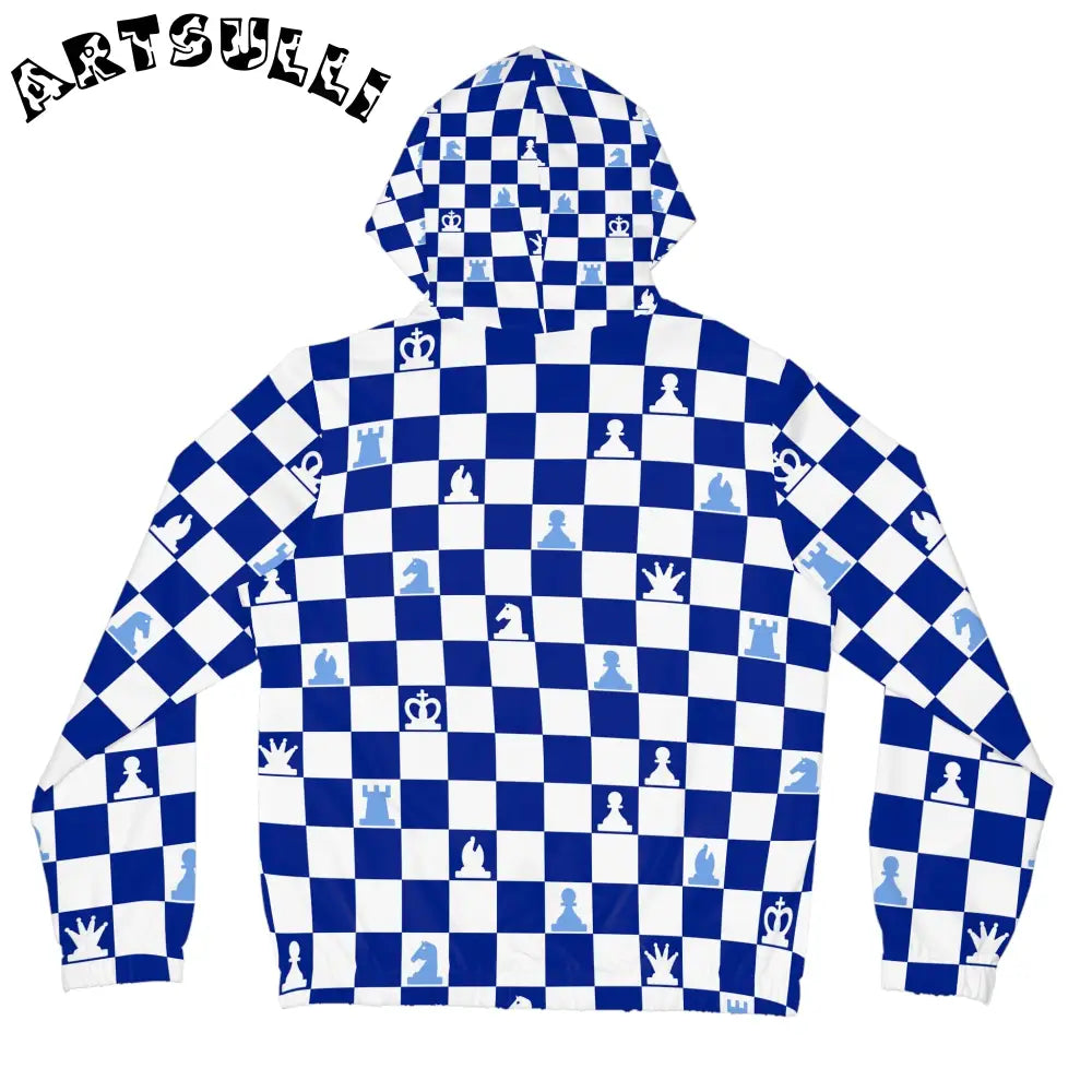 Blue Checkerboard Chess Zip Hoodie, Artsulli - Art is Long, Life is Short, All Over Prints, , , , , , , 