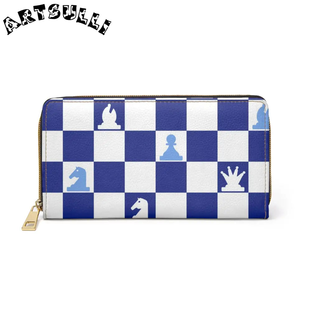 Blue Checkerboard Wallet for Credit Cards, Artsulli - Art is Long, Life is Short, Accessories, Size, One size, Color, White, , , 27609597460466620506