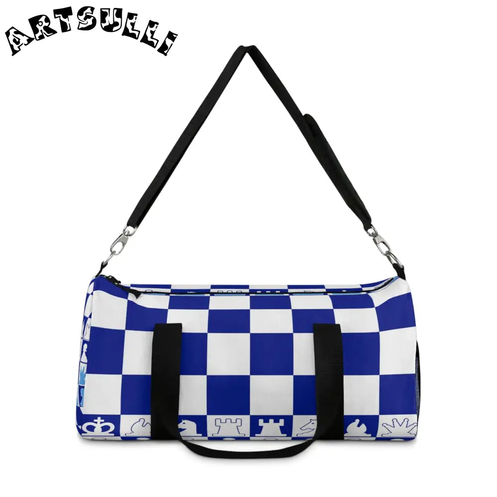 JAKKOUTTHEBXX Blue Checkered Chess Duffel Bag 2025