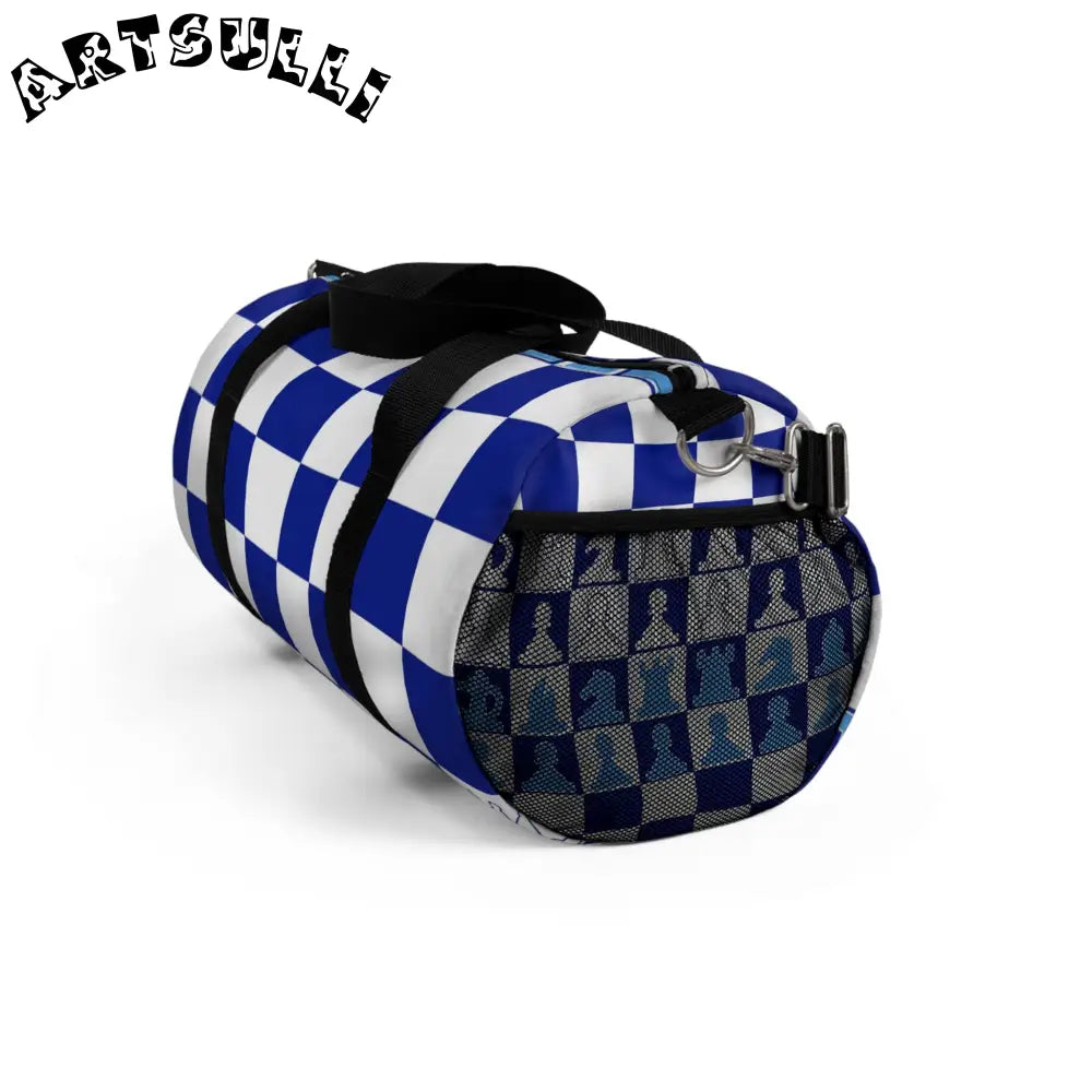 JAKKOUTTHEBXX Blue Checkered Chess Duffel Bag 2025
