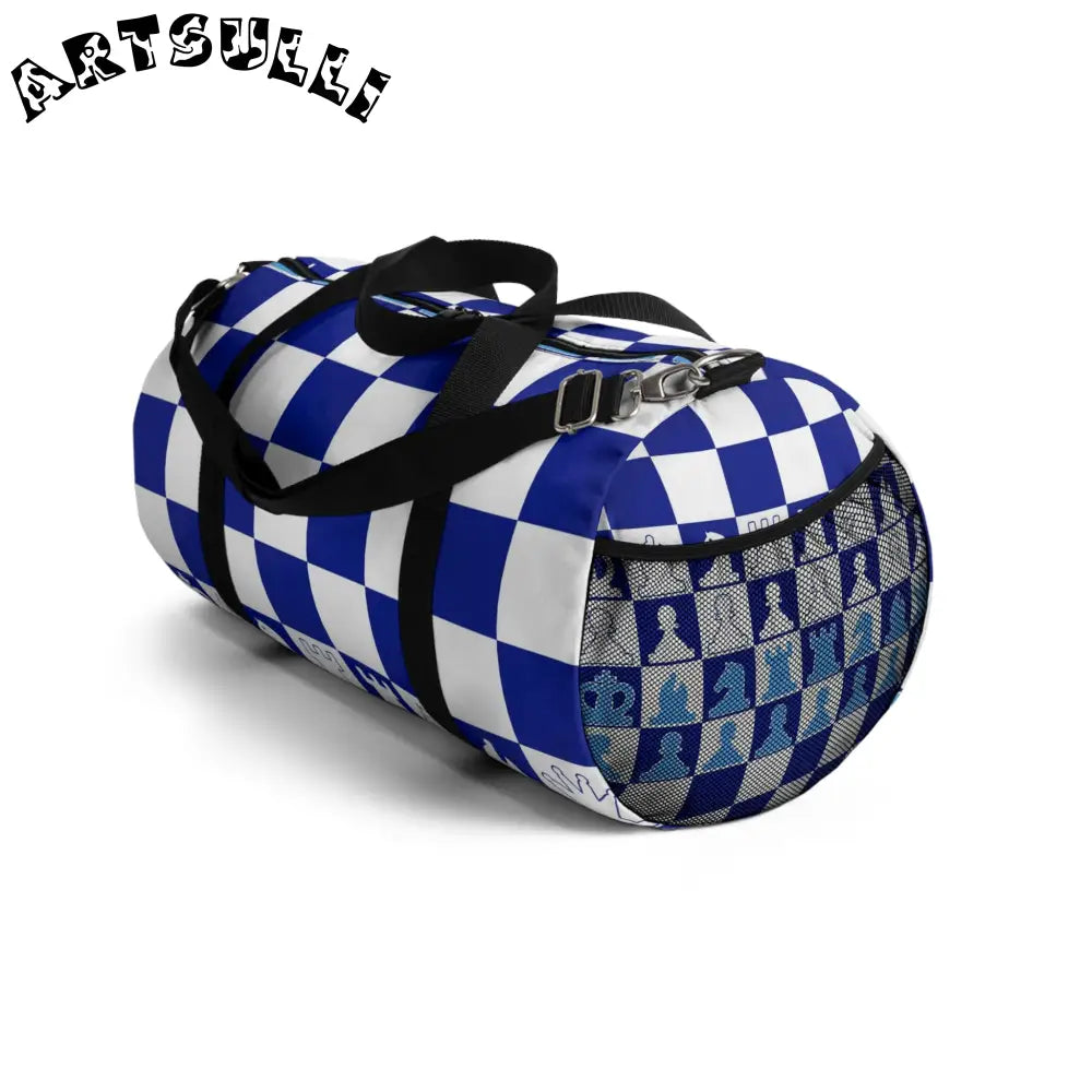 JAKKOUTTHEBXX Blue Checkered Chess Duffel Bag 2025