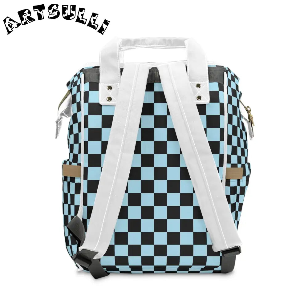 JAKKOUTTHEBXX Blue Checkered Multipurpose Diaper Backpack 2025