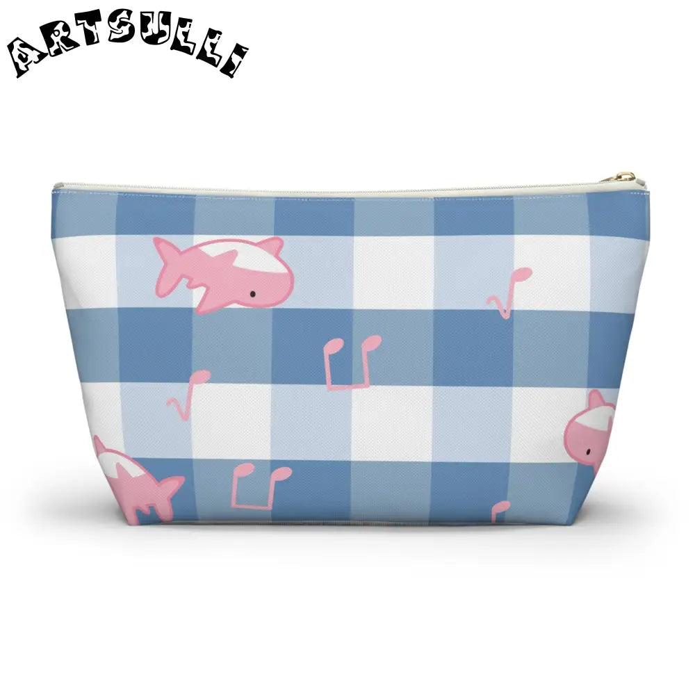 Blue Checkered Shark Music Pouch Artistic Works, Artsulli - Art is Long, Life is Short, Bags, , , , , , , 