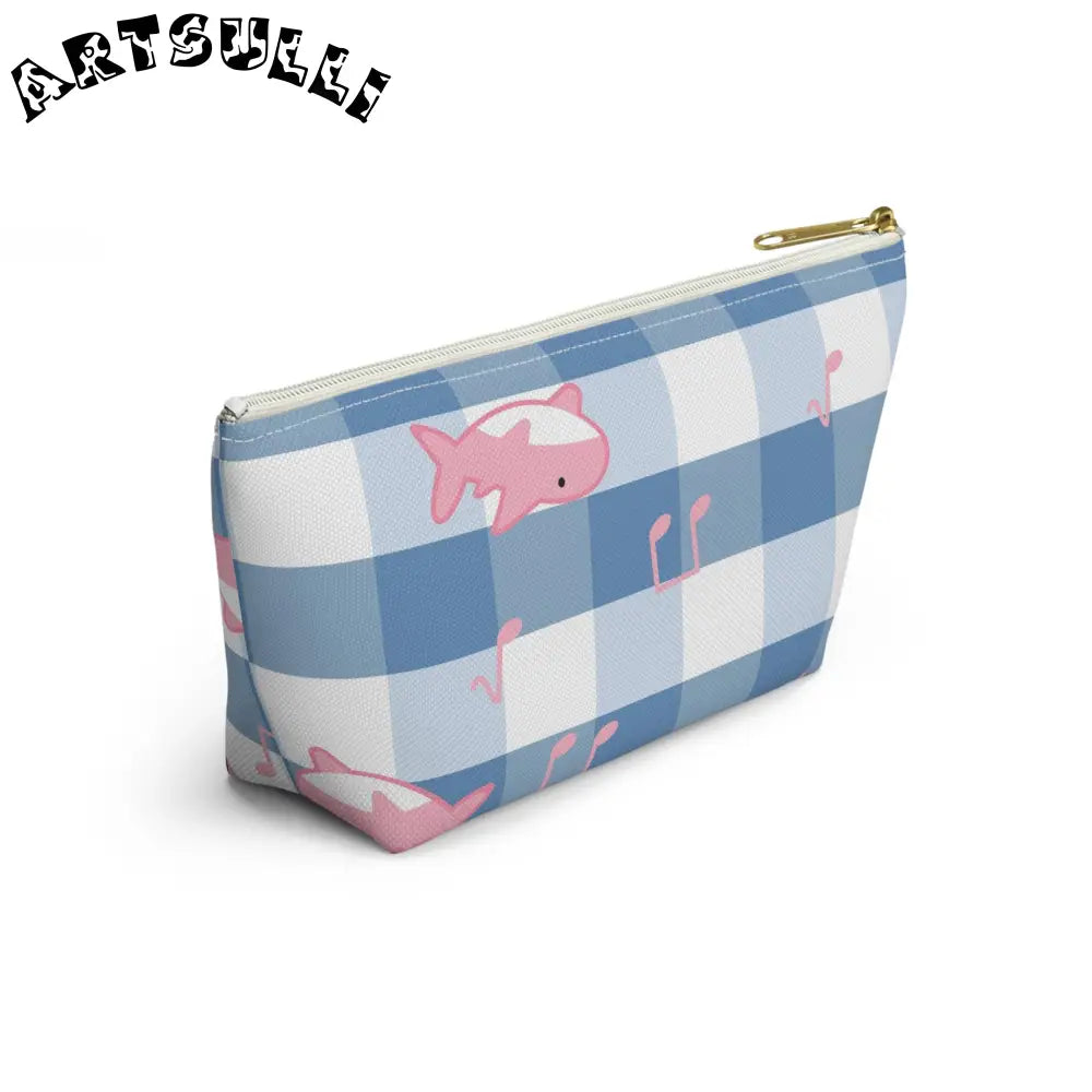 Blue Checkered Shark Music Pouch Artistic Works, Artsulli - Art is Long, Life is Short, Bags, , , , , , , 