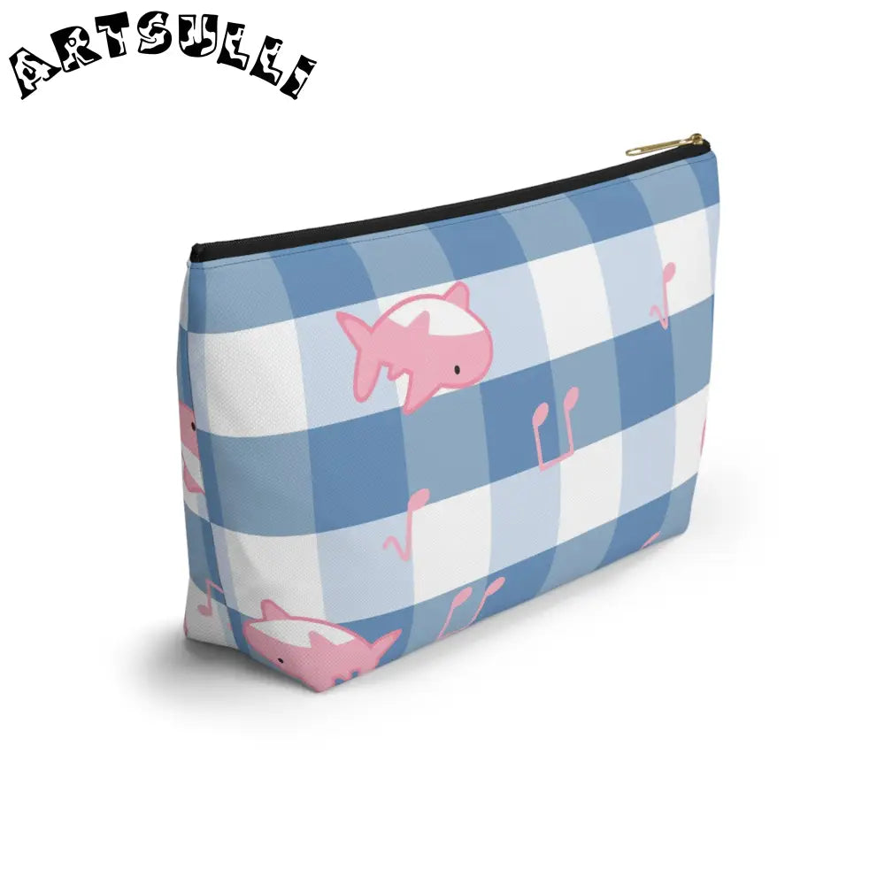Blue Checkered Shark Music Pouch Artistic Works, Artsulli - Art is Long, Life is Short, Bags, , , , , , , 