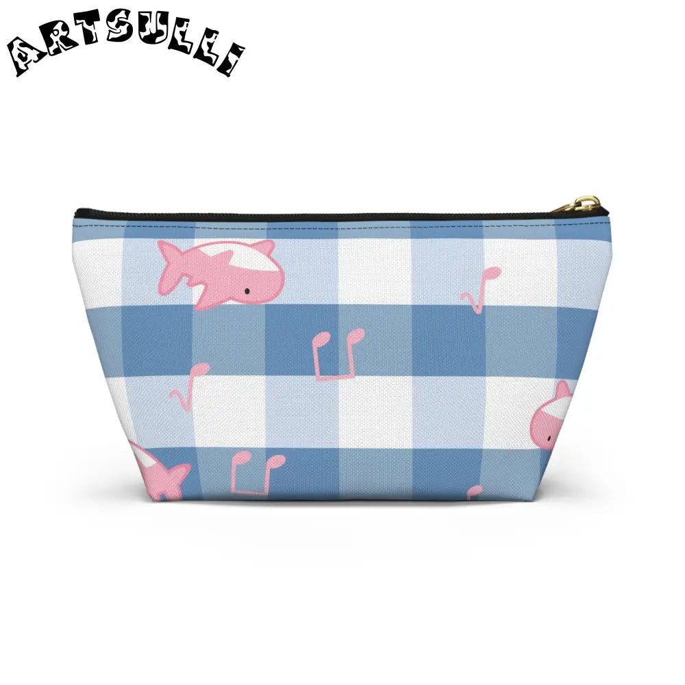 Blue Checkered Shark Music Pouch Artistic Works, Artsulli - Art is Long, Life is Short, Bags, , , , , , , 