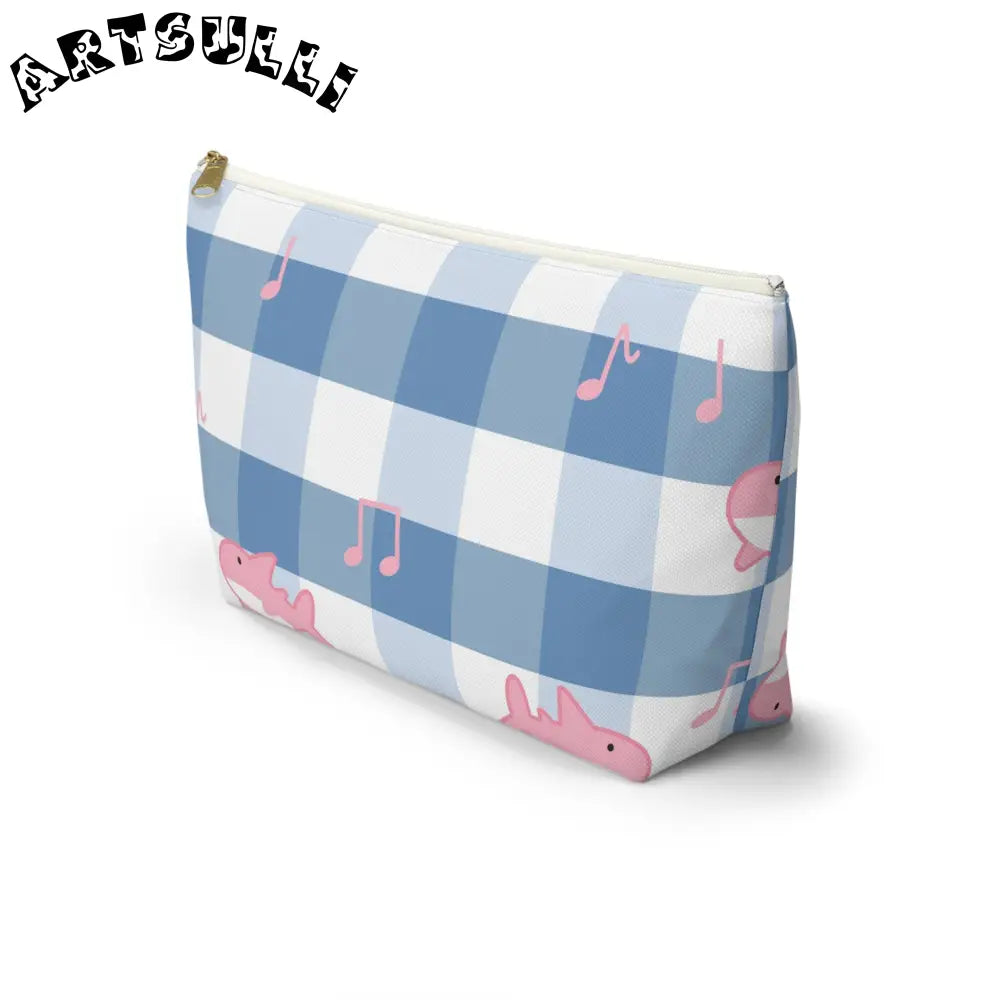 Blue Checkered Shark Music Pouch Artistic Works, Artsulli - Art is Long, Life is Short, Bags, , , , , , , 