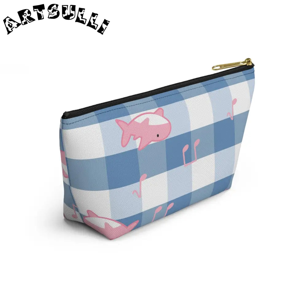 Blue Checkered Shark Music Pouch Artistic Works, Artsulli - Art is Long, Life is Short, Bags, , , , , , , 