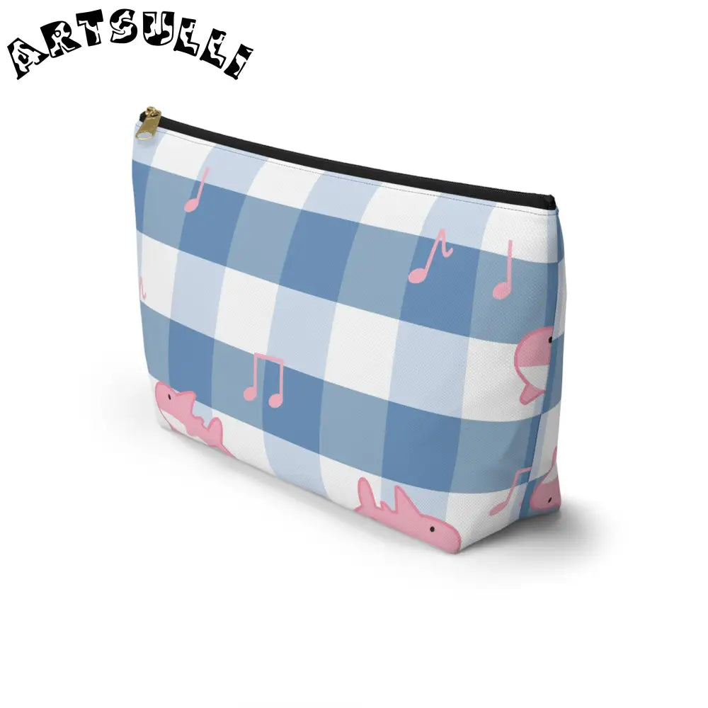 Blue Checkered Shark Music Pouch Artistic Works, Artsulli - Art is Long, Life is Short, Bags, , , , , , , 