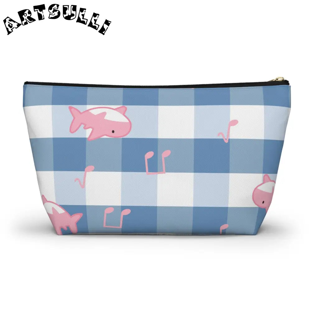 Blue Checkered Shark Music Pouch Artistic Works, Artsulli - Art is Long, Life is Short, Bags, , , , , , , 