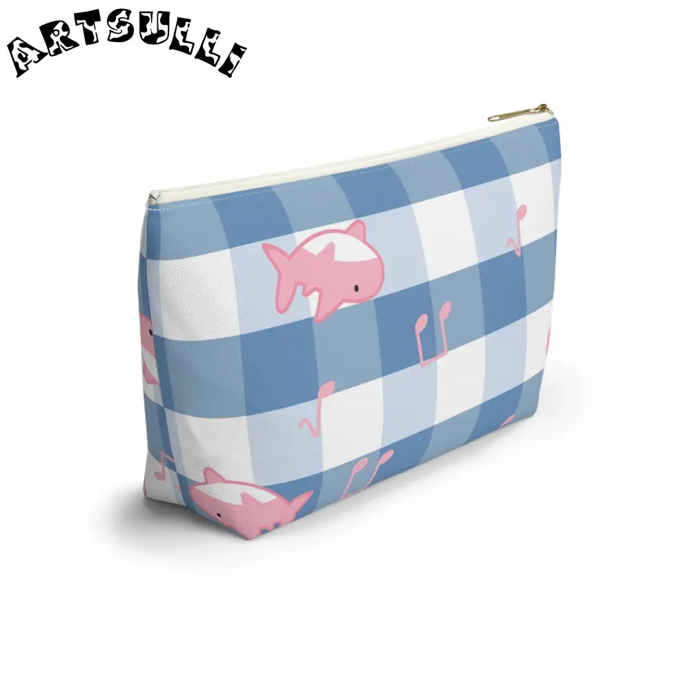 Blue Checkered Shark Music Pouch Artistic Works, Artsulli - Art is Long, Life is Short, Bags, , , , , , , 