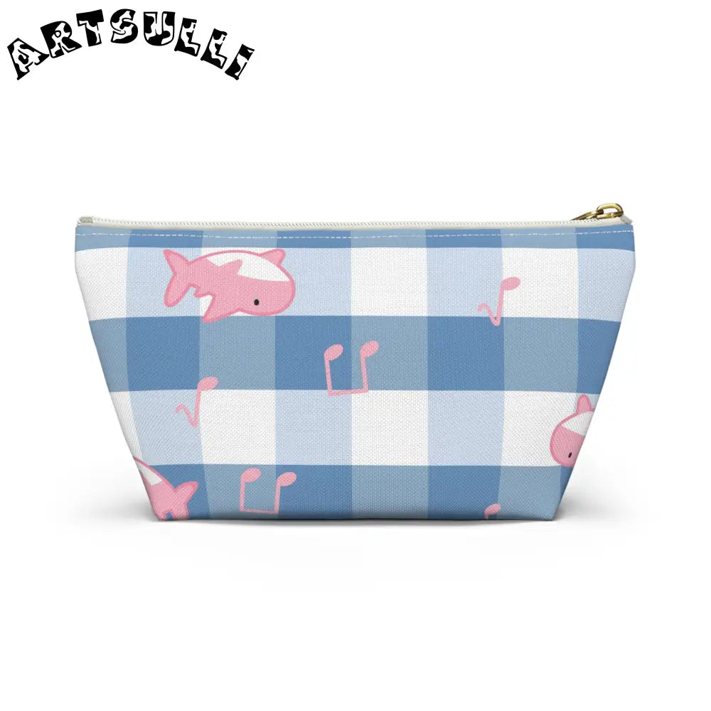 Blue Checkered Shark Music Pouch Artistic Works, Artsulli - Art is Long, Life is Short, Bags, , , , , , , 