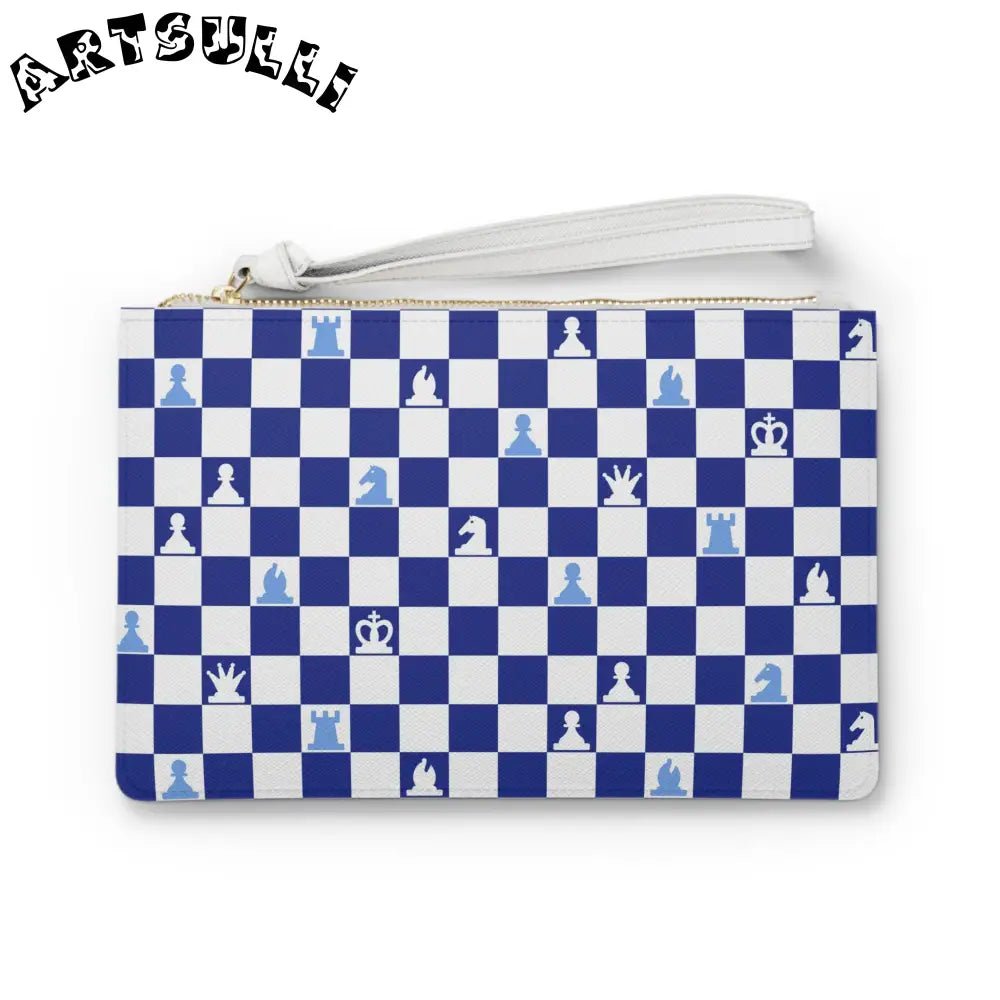 Blue Chess Art Printed Clutch Bag, Artsulli - Art is Long, Life is Short, Bags, Size, One size, , , , , 19113279607867498403