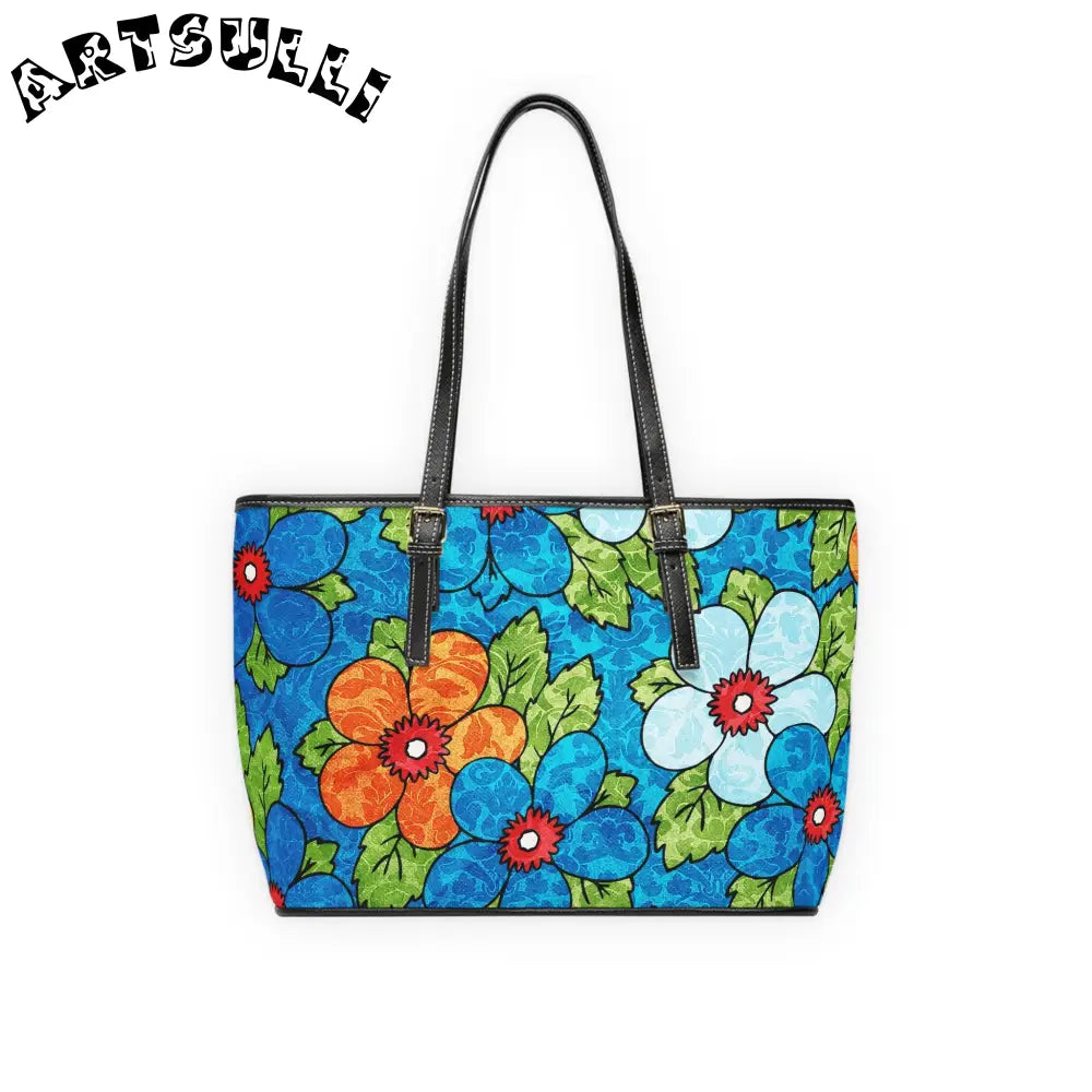 Blue Floral High-Grade PU Leather Shoulder Bag, Artsulli - Art is Long, Life is Short, Bags, , , , , , , 