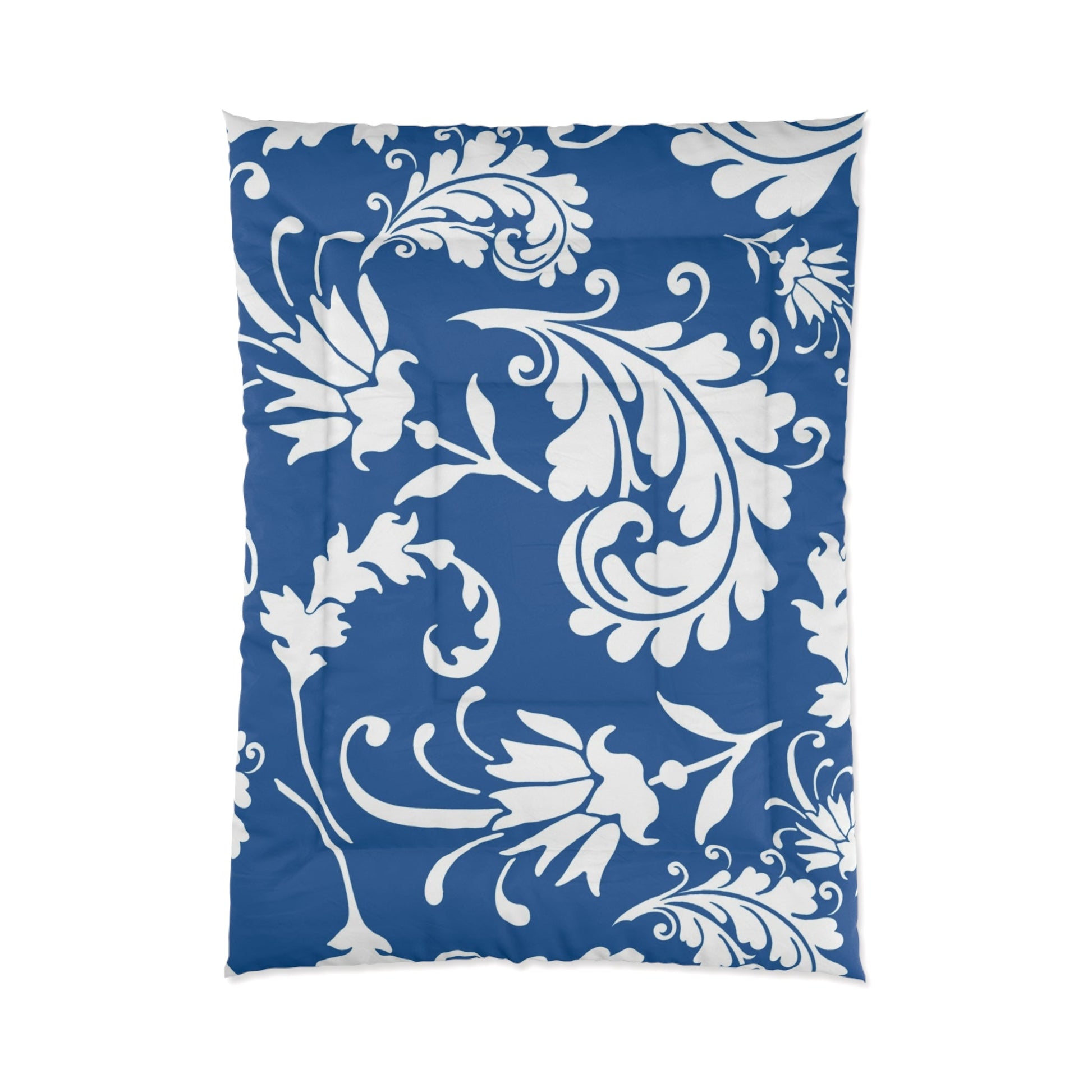 Blue Floral Scroll Comforter, Artsulli - Art is Long, Life is Short, Home Decor, Size, 68" × 92", , , , , 31413786867430875676