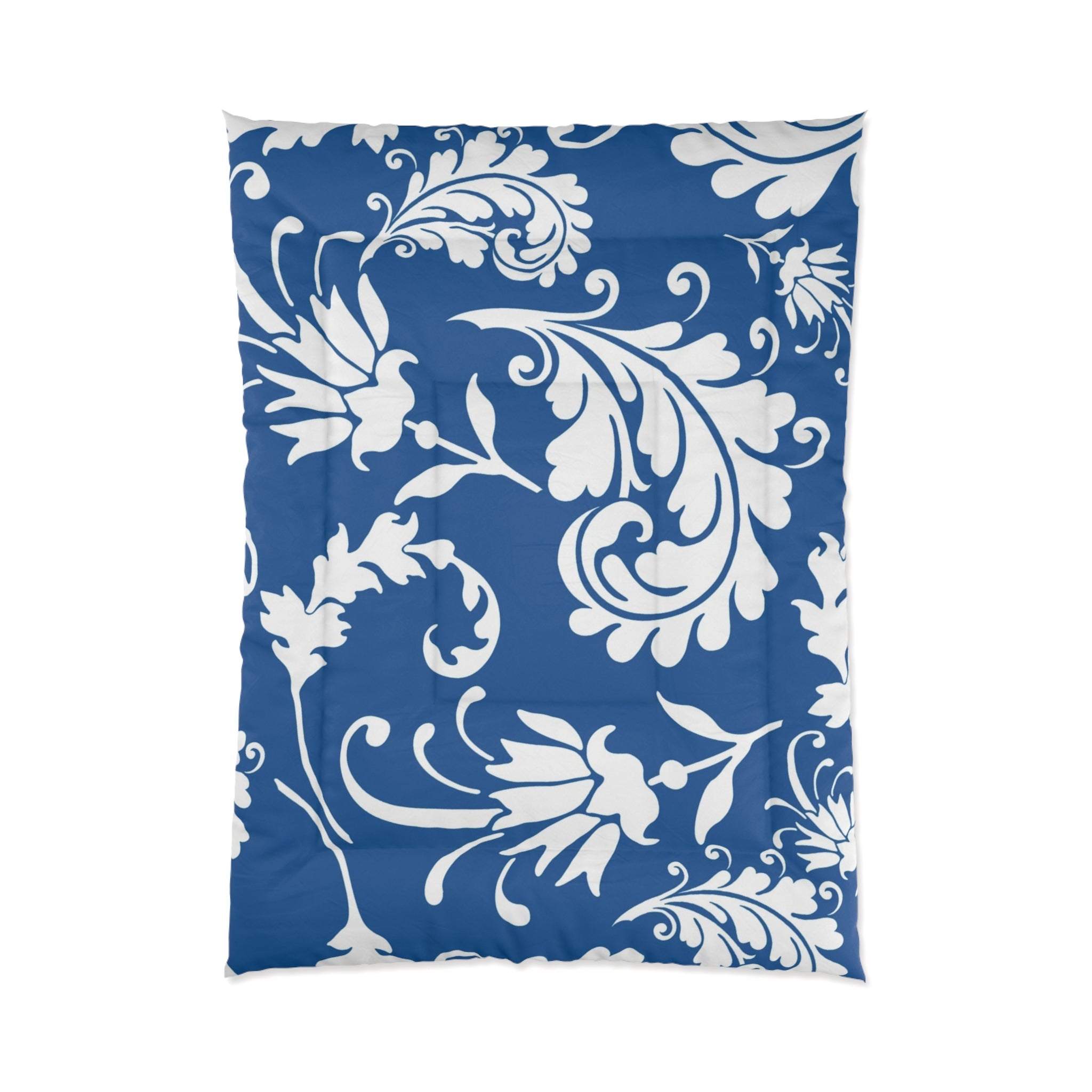 Blue Floral Scroll Comforter, Artsulli - Art is Long, Life is Short, Home Decor, Size, 68" × 92", , , , , 31413786867430875676
