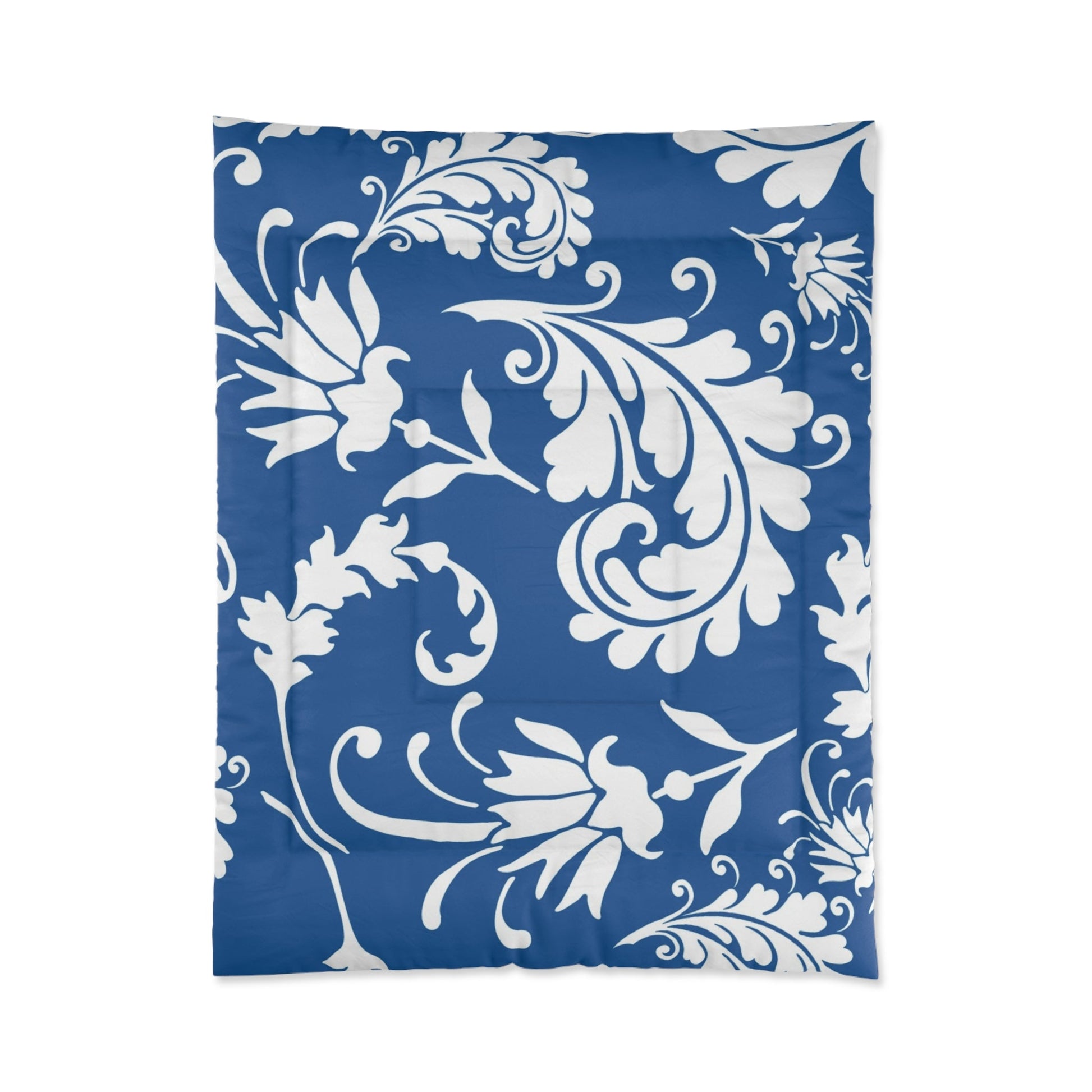 Blue Floral Scroll Comforter, Artsulli - Art is Long, Life is Short, Home Decor, Size, 68" × 88", , , , , 17924456964928482566