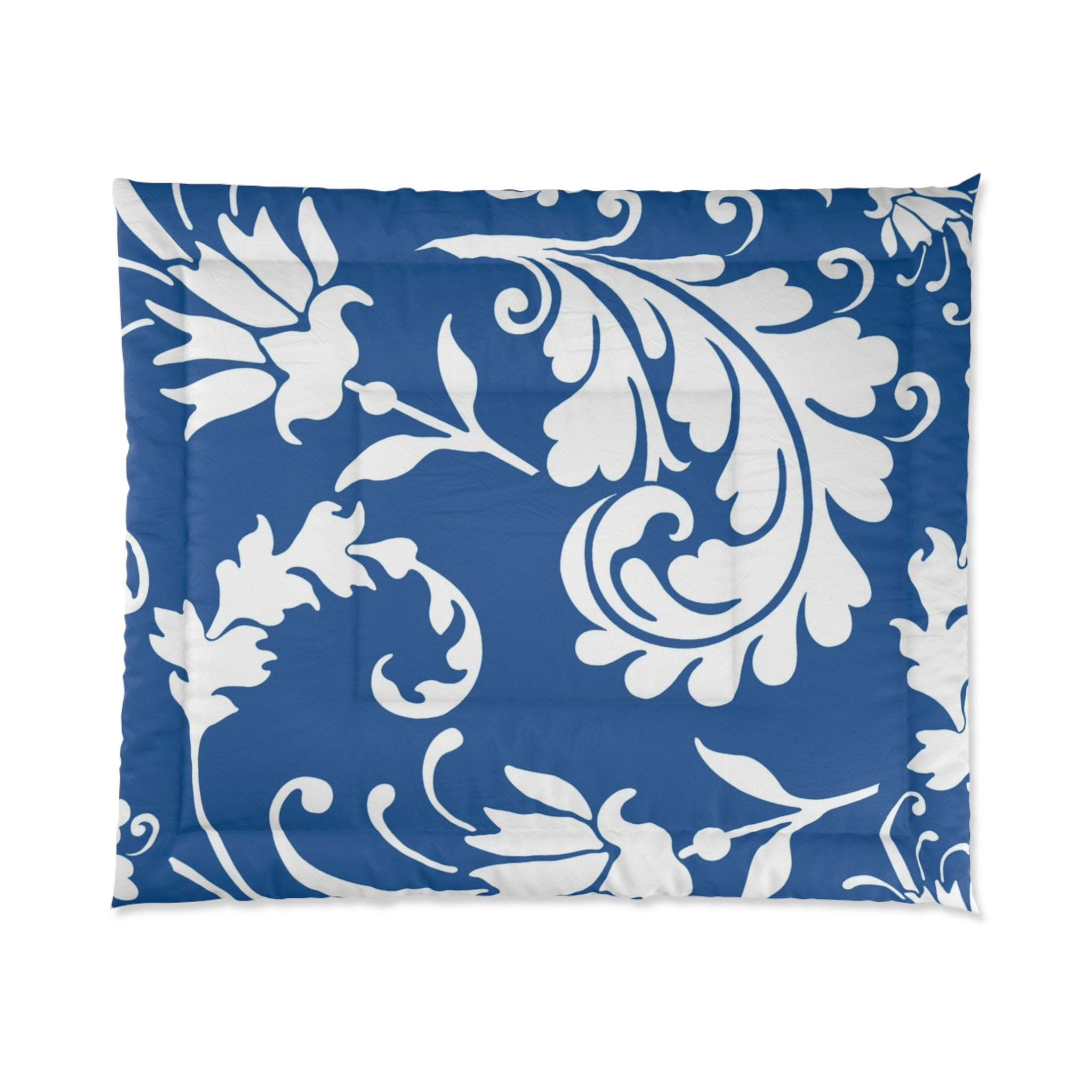 Blue Floral Scroll Comforter, Artsulli - Art is Long, Life is Short, Home Decor, Size, 104" × 88", , , , , 21431975747397174982
