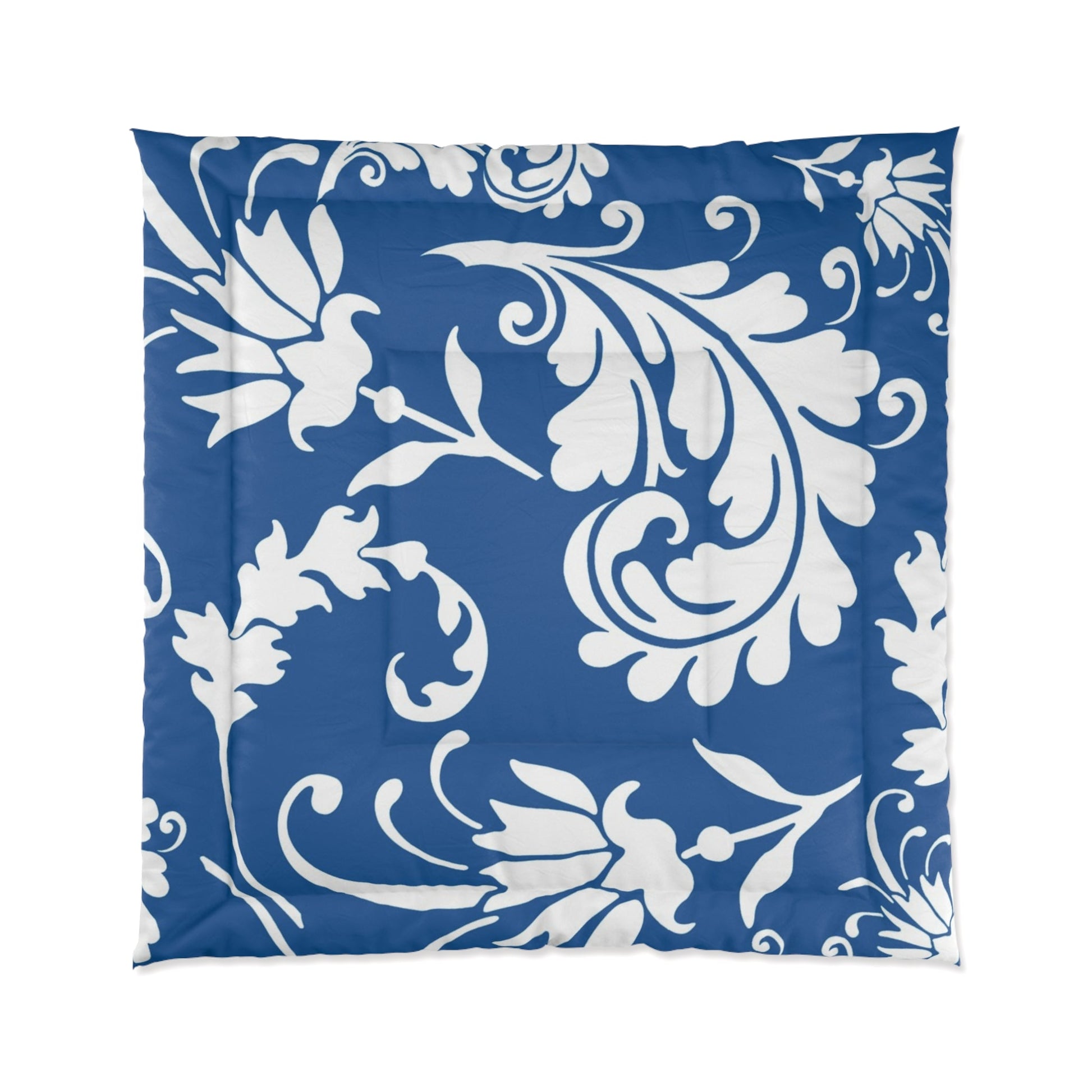 Blue Floral Scroll Comforter, Artsulli - Art is Long, Life is Short, Home Decor, Size, 88" × 88", , , , , 78569026784868254856