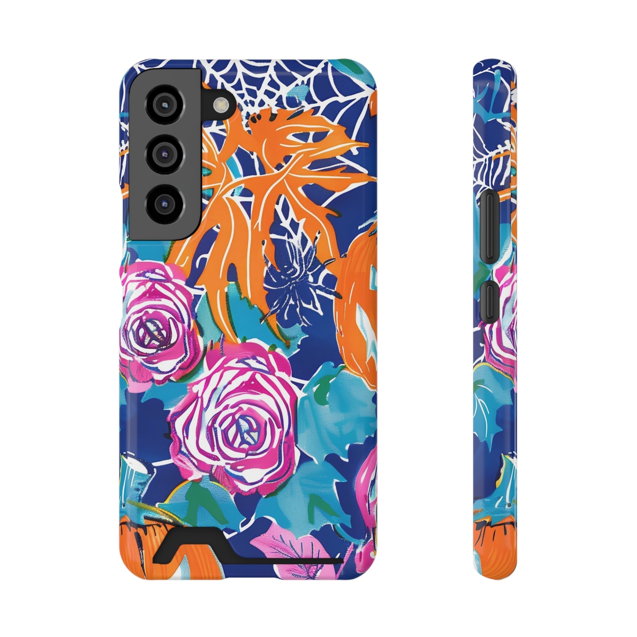 Blue Floral Spiderweb Phone Case, Artsulli - Art is Long, Life is Short, Phone Case, Size, Samsung Galaxy S22, Surface, Glossy, Shape, Without gift packaging, 85352010836181543397