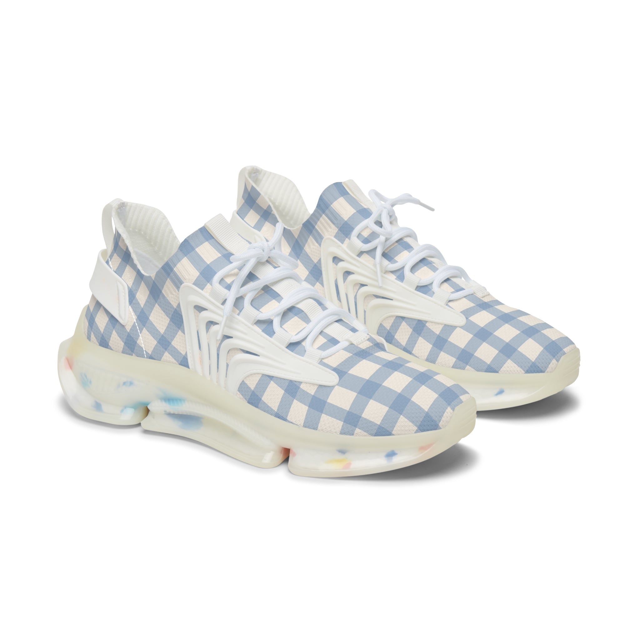 Blue Gingham Mesh Sneakers, Artsulli - Art is Long, Life is Short, Shoes, Color, White sole, Size, US 5.5, , , 28217545422160653170