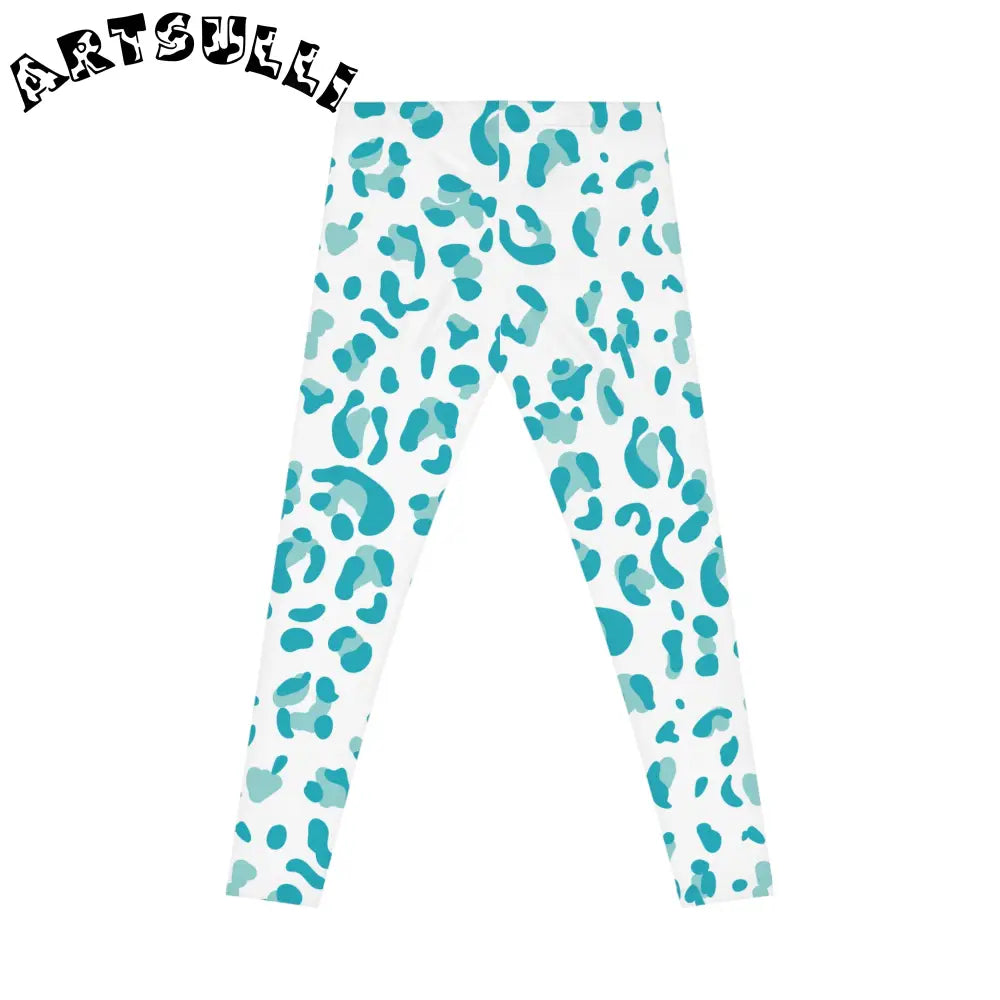 Blue Leopard Print Casual Leggings, Artsulli - Art is Long, Life is Short, All Over Prints, , , , , , , 