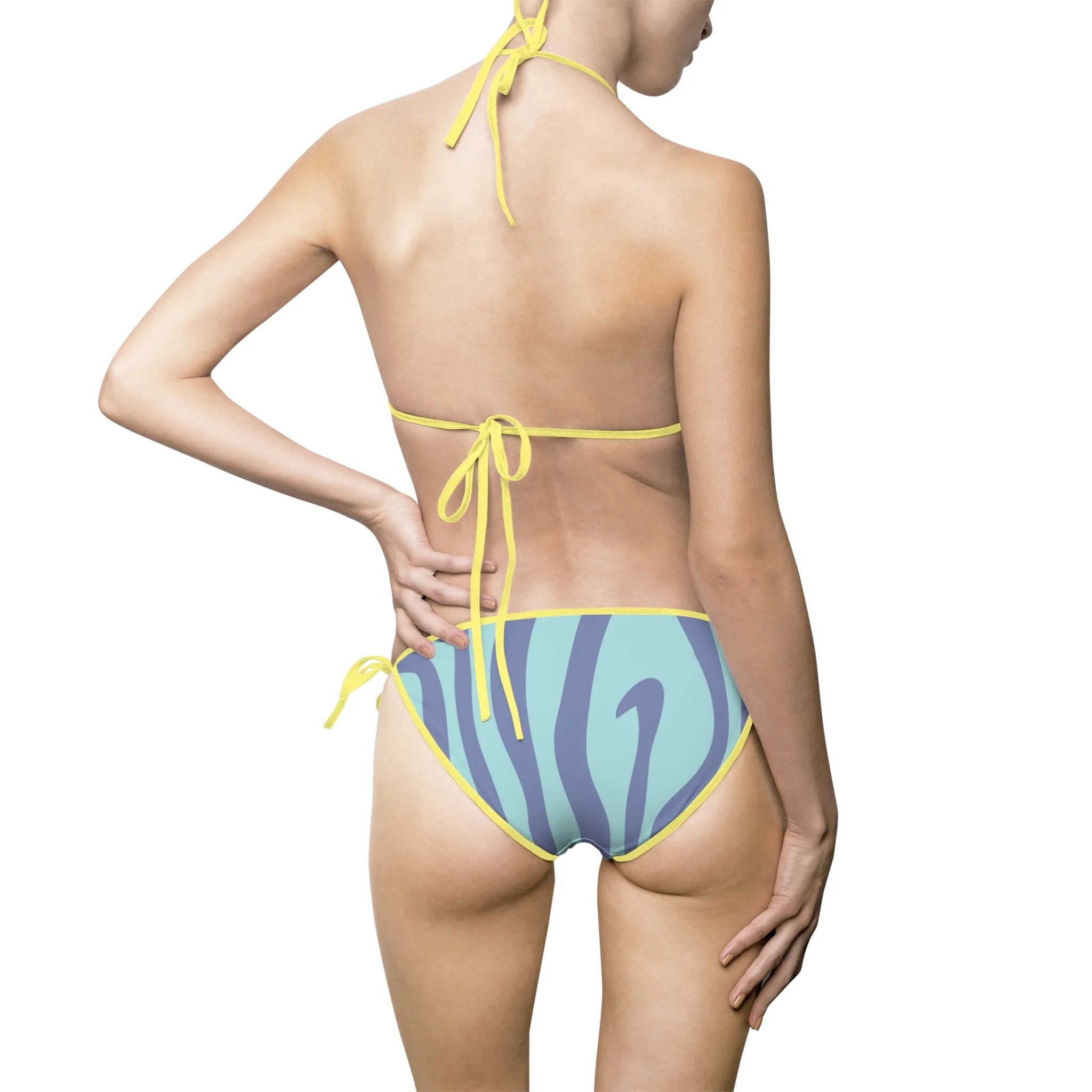 Blue Melting Zebra Stripes Bikini Swimsuit, Artsulli - Art is Long, Life is Short, All Over Prints, , , , , , , 