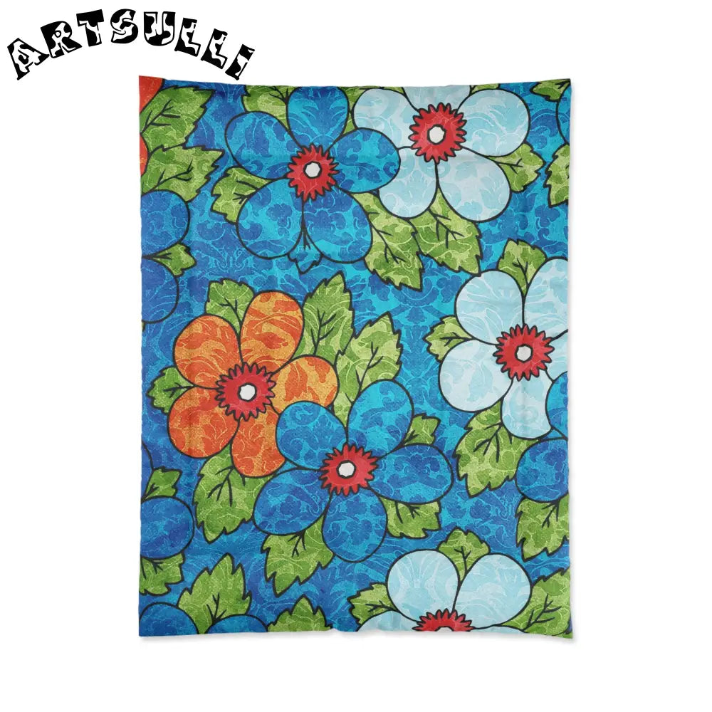 Blue Orange Groovy Art Printed Blanket, Artsulli - Art is Long, Life is Short, Home Decor, Size, 68" × 88", , , , , 50809574665332191037