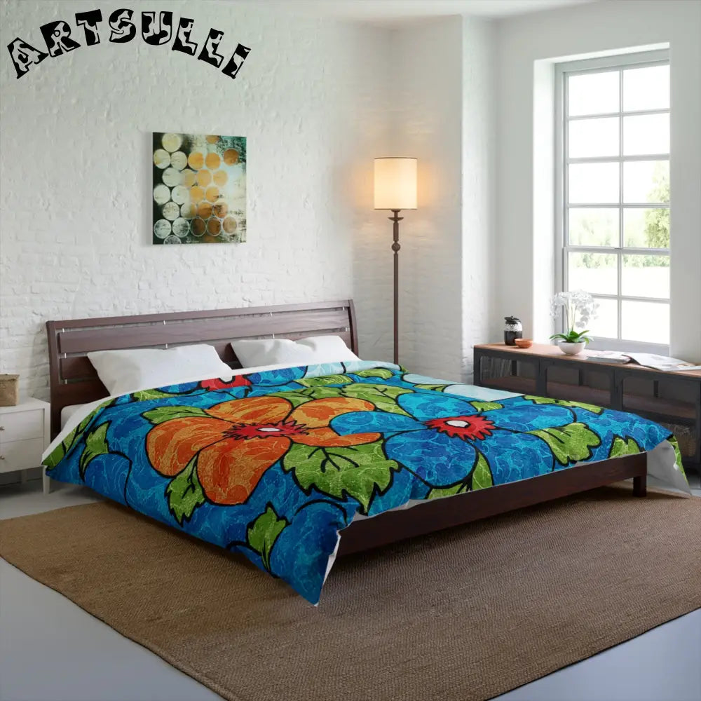 Blue Orange Groovy Art Printed Blanket, Artsulli - Art is Long, Life is Short, Home Decor, , , , , , , 