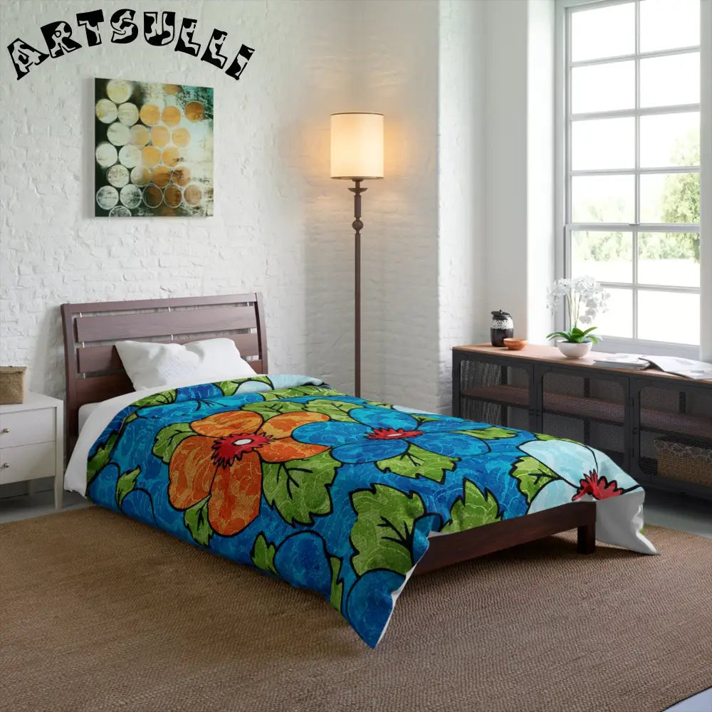 Blue Orange Groovy Art Printed Blanket, Artsulli - Art is Long, Life is Short, Home Decor, , , , , , , 