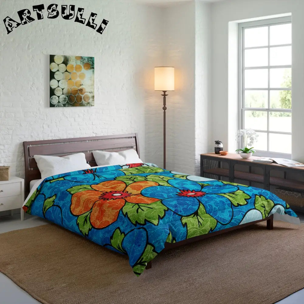 Blue Orange Groovy Art Printed Blanket, Artsulli - Art is Long, Life is Short, Home Decor, , , , , , , 