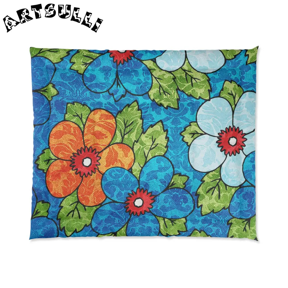Blue Orange Groovy Art Printed Blanket, Artsulli - Art is Long, Life is Short, Home Decor, Size, 104" × 88", , , , , 31311709197841527784