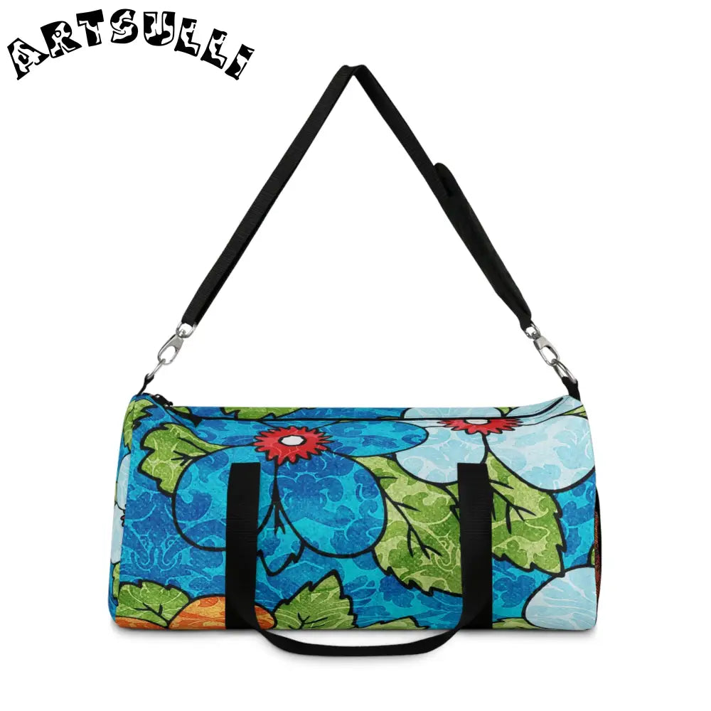 JAKKOUTTHEBXX Blue Orange Groovy Floral Duffel Bag 2025