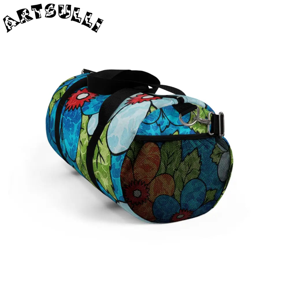 JAKKOUTTHEBXX Blue Orange Groovy Floral Duffel Bag 2025