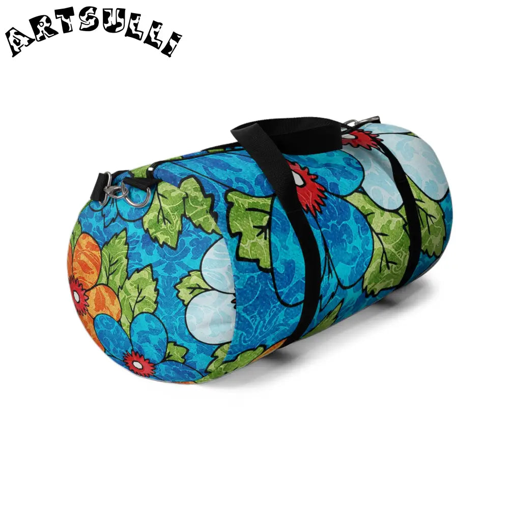JAKKOUTTHEBXX Blue Orange Groovy Floral Duffel Bag 2025